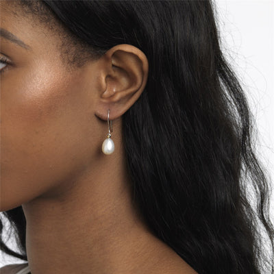White Pearl Oval Earring Pendants